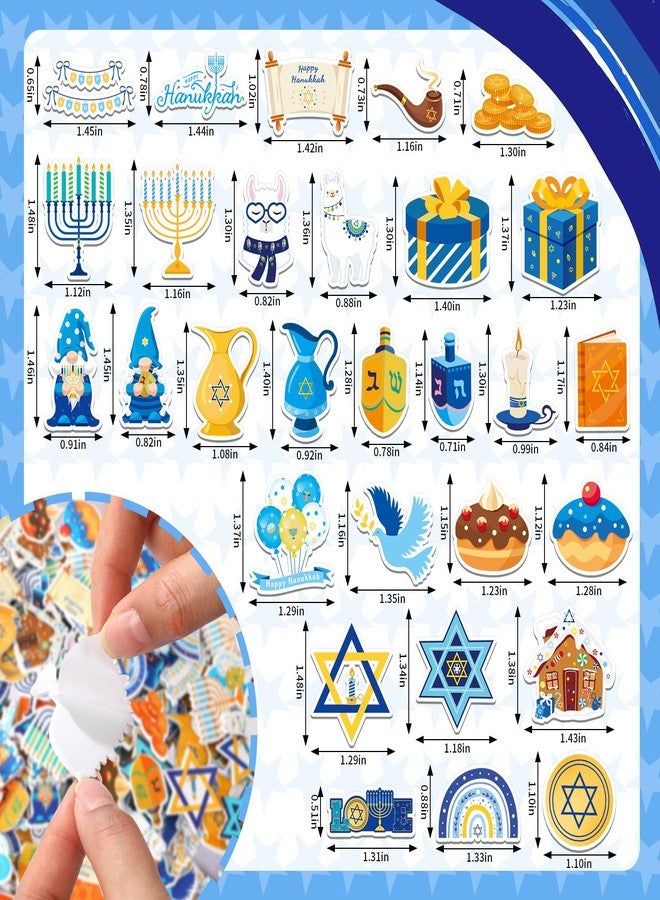 JULBEAR Hanukkah Foam Sticker, 300Pcs Chanukah Menorah Dreidel David Star Self Adhesive Foam Stickers for Kids Hanukkah Party Favors DIY Crafts Winter Decorations - Image 2